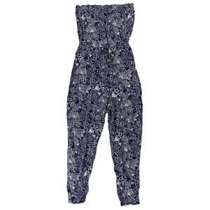 Lilly Pulitzer for Target Strapless Upstream Jumpsuit Floral Navy White Size Med